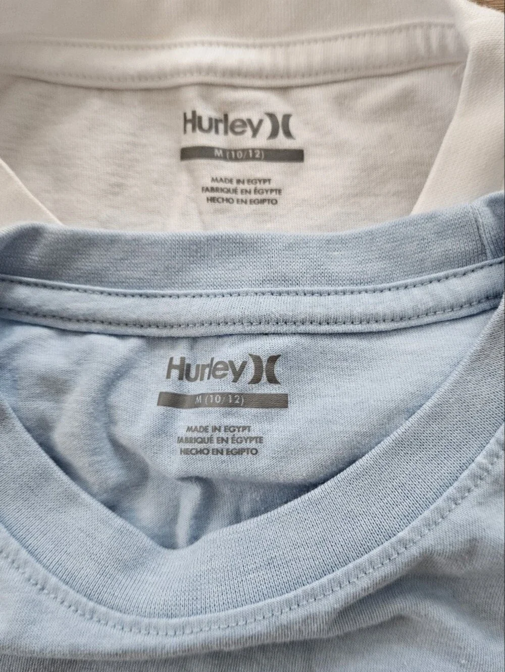 Hurley Kids Short Sleeve Tee Light Blue and White Stripes Size M - Set Of 2